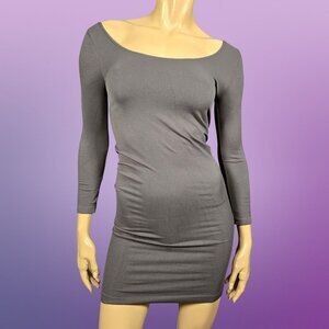 Y2K Deadstock Stretch Bodycon Mini Dress Gray Layering Basic Piece One Size